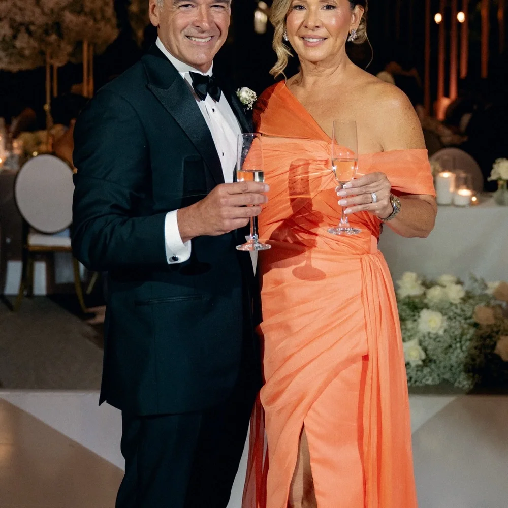 Elegant Custom Made MOB Coral One-Shoulder Evening Dress - Picture 5 of 7